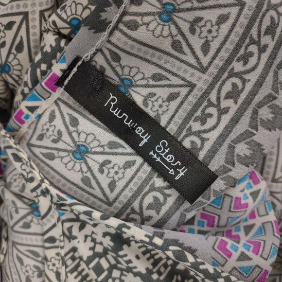 RUNWAY STORY Women's S Geometric Boho Sun Beachwear Maxi Dress, Spaghetti Straps - Picture 5 of 6